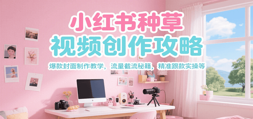 小红书种草视频创作攻略，爆款封面制作教学 ，流量截流秘籍 ，精准跟款实操等网创吧-网创项目资源站-副业项目-创业项目-搞钱项目网创吧