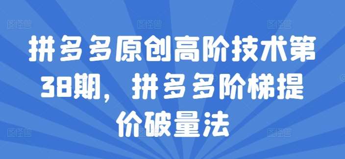 拼多多原创高阶技术第38期,拼多多阶梯提价破量法网创吧-网创项目资源站-副业项目-创业项目-搞钱项目网创吧
