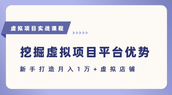 抓住虚拟项目各平台优势,新手轻松月入1W+(给出具体建议)网创吧-网创项目资源站-副业项目-创业项目-搞钱项目网创吧