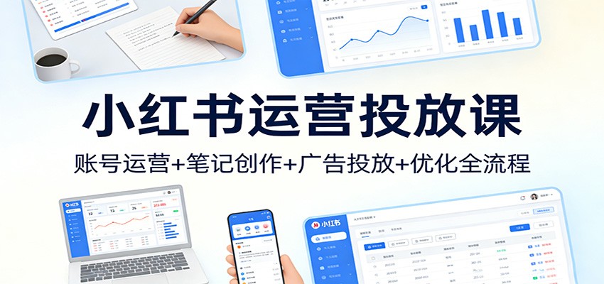 小红书运营投放课：账号运营+笔记创作+广告投放+优化全流程网创吧-网创项目资源站-副业项目-创业项目-搞钱项目网创吧