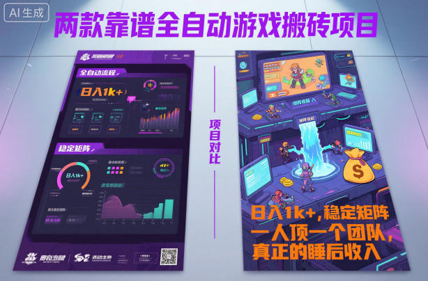 两款靠谱全自动游戏搬砖项目,日入1k+,稳定可矩阵,一人顶一个团队,真正的睡后收入【揭秘】网创吧-网创项目资源站-副业项目-创业项目-搞钱项目网创吧