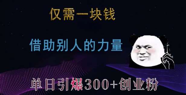 仅需一块钱,借助别人的力量,单日引爆300+创业粉、兼职粉【揭秘】网创吧-网创项目资源站-副业项目-创业项目-搞钱项目网创吧