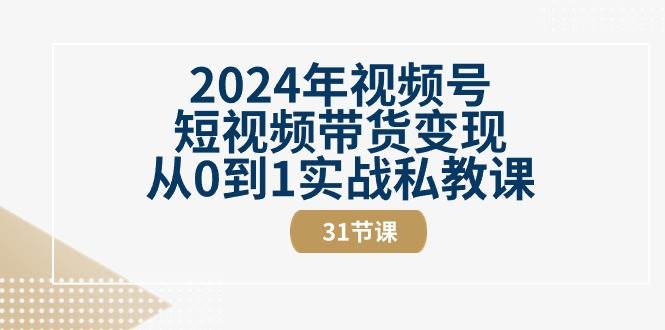 2024年视频号短视频带货变现从0到1实战私教课(30节视频课)网创吧-网创项目资源站-副业项目-创业项目-搞钱项目网创吧