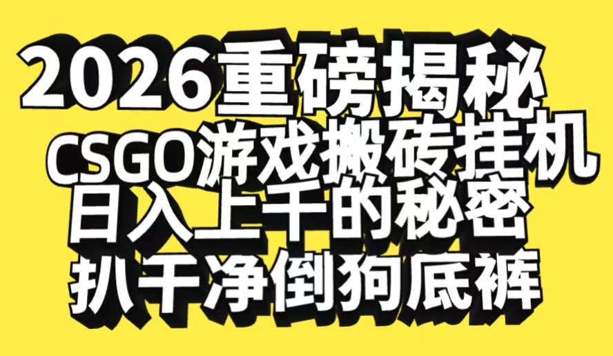 2026开年重磅解密，CSGO游戏搬砖挂机日入上千的秘密，把倒狗的底裤扒干网创吧-网创项目资源站-副业项目-创业项目-搞钱项目网创吧