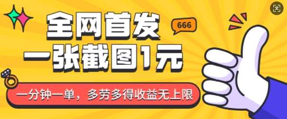 全网首发,一张截图1块钱,一分钟一单,多劳多得,收益无上限网创吧-网创项目资源站-副业项目-创业项目-搞钱项目网创吧