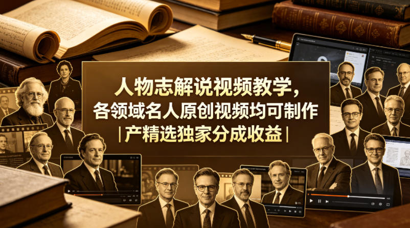 人物志解说视频教学,各领域名人原创视频均可制作丨精选独家分成收益网创吧-网创项目资源站-副业项目-创业项目-搞钱项目网创吧