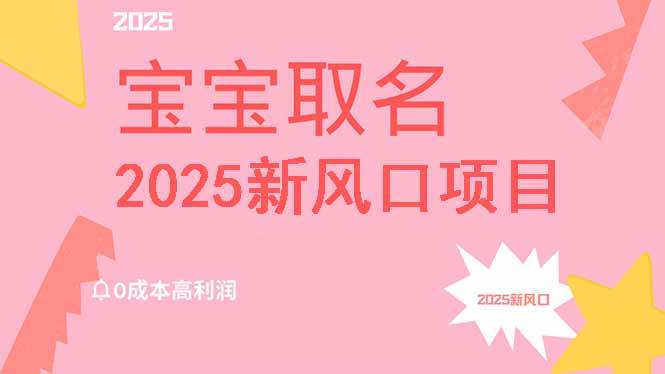 （14593期）2025新风口项目宝宝取名，0成本高利润，附保姆级教程，月入过万不是梦网创吧-网创项目资源站-副业项目-创业项目-搞钱项目网创吧