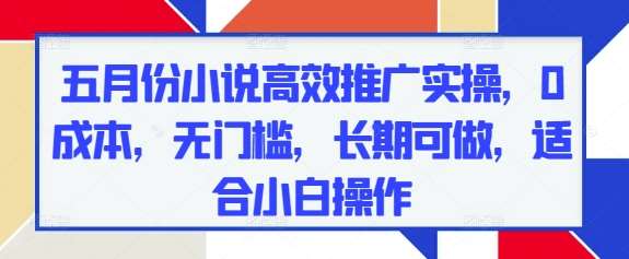 五月份小说高效推广实操,0成本,无门槛,长期可做,适合小白操作网创吧-网创项目资源站-副业项目-创业项目-搞钱项目网创吧