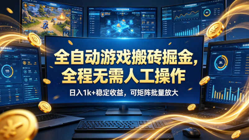 全自动游戏搬砖掘金,全程无需人工操作,日入1k+稳定收益,可矩阵批量放大【揭秘】网创吧-网创项目资源站-副业项目-创业项目-搞钱项目网创吧