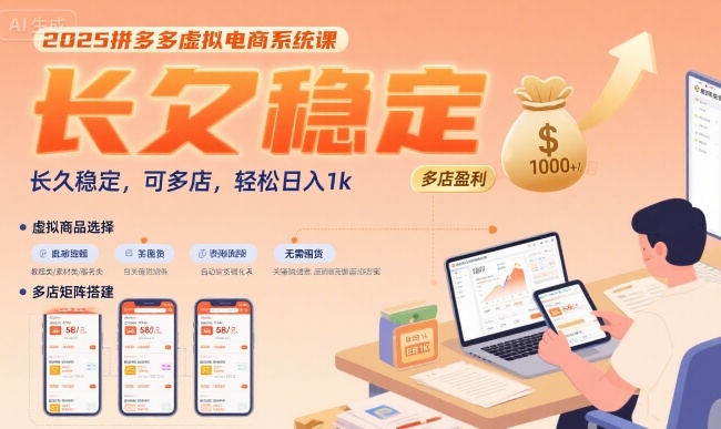2025拼多多虚拟电商系统课,长久稳定,可多店,轻松日入1k网创吧-网创项目资源站-副业项目-创业项目-搞钱项目网创吧