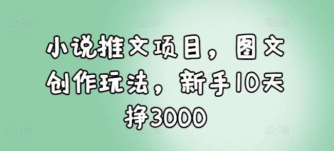 小说推文项目,图文创作玩法,新手10天挣3000网创吧-网创项目资源站-副业项目-创业项目-搞钱项目网创吧