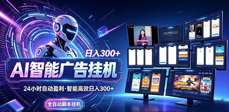 AI智能广告挂G项目，无需人工，单机稳定日入200+，可矩阵放大，24小时不间断刷广告賺收益【揭秘】网创吧-网创项目资源站-副业项目-创业项目-搞钱项目网创吧