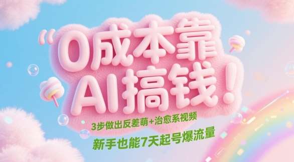 0成本靠AI搞钱!3步做出反差萌+治愈系视频,新手也能7天起号爆流量网创吧-网创项目资源站-副业项目-创业项目-搞钱项目网创吧