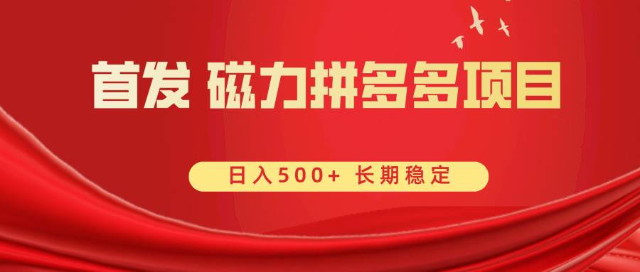 (8611期)首发 磁力拼多多自撸 日入500+网创吧-网创项目资源站-副业项目-创业项目-搞钱项目网创吧