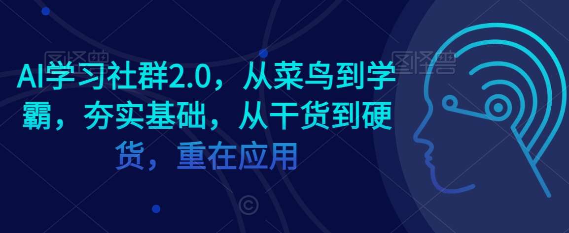AI学习社群2.0,从菜鸟到学霸,夯实基础,从干货到硬货,重在应用网创吧-网创项目资源站-副业项目-创业项目-搞钱项目网创吧