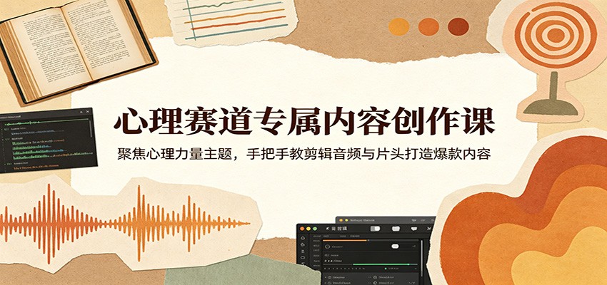 心理赛道专属内容创作课：聚焦心理力量主题，手把手教剪辑音频与片头打造爆款内容网创吧-网创项目资源站-副业项目-创业项目-搞钱项目网创吧
