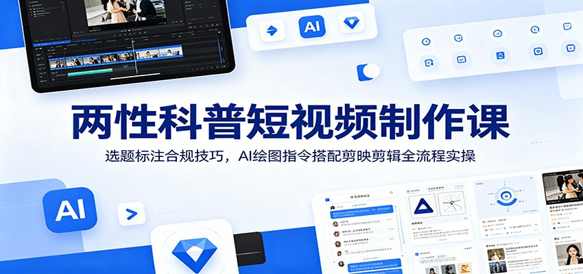 两性科普短视频制作课：选题标注合规技巧，AI绘图指令搭配剪映剪辑全流程实操网创吧-网创项目资源站-副业项目-创业项目-搞钱项目网创吧