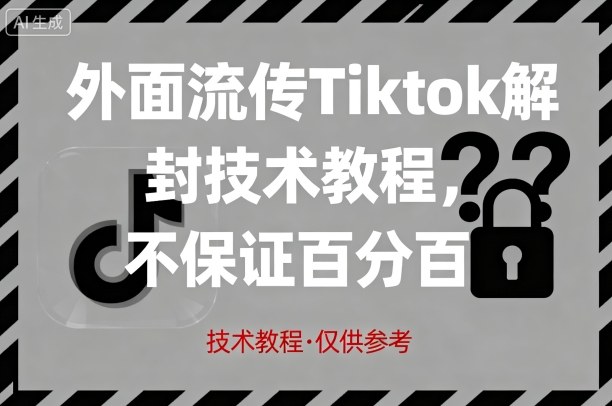 外面流传Tiktok解封技术教程,不保证百分百,具体自测网创吧-网创项目资源站-副业项目-创业项目-搞钱项目网创吧