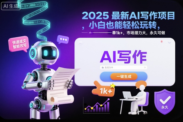 2025最新AI写作项目,小白也能轻松玩转,一单1k+,市场潜力大,永久可做网创吧-网创项目资源站-副业项目-创业项目-搞钱项目网创吧