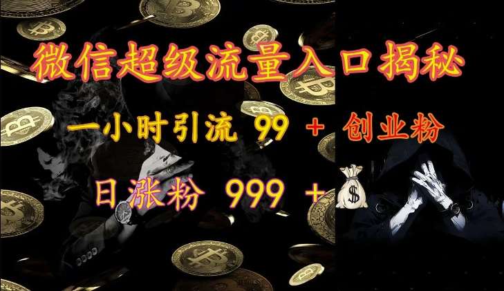 微信超级流量入口揭秘:一小时引流 99 + 创业粉,日涨粉 999 +网创吧-网创项目资源站-副业项目-创业项目-搞钱项目网创吧