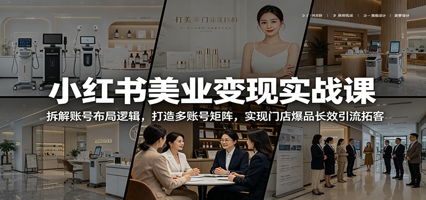 小红书美业变现实战课:拆解账号布局逻辑,打造多账号矩阵,实现门店爆品长效引流拓客网创吧-网创项目资源站-副业项目-创业项目-搞钱项目网创吧