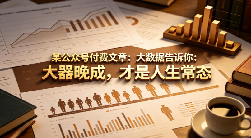 某公众号付费文章:大数据告诉你:大器晚成,才是人生常态网创吧-网创项目资源站-副业项目-创业项目-搞钱项目网创吧
