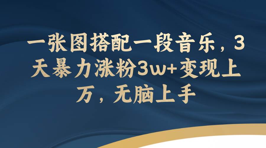 (7674期)一张图搭配一段音乐,3天暴力涨粉3w+变现上万,无脑上手网创吧-网创项目资源站-副业项目-创业项目-搞钱项目网创吧