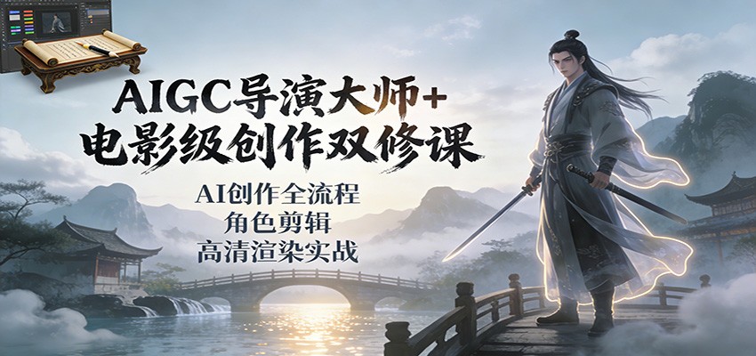 AIGC导演大师+电影级创作双修课：AI创作全流程、角色剪辑、高清渲染实战网创吧-网创项目资源站-副业项目-创业项目-搞钱项目网创吧