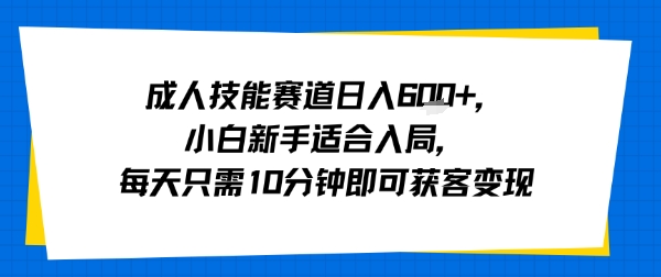 成人技能赛道日入多张，小白新手适合入局，每天只需10分钟即可获客变现网创吧-网创项目资源站-副业项目-创业项目-搞钱项目网创吧