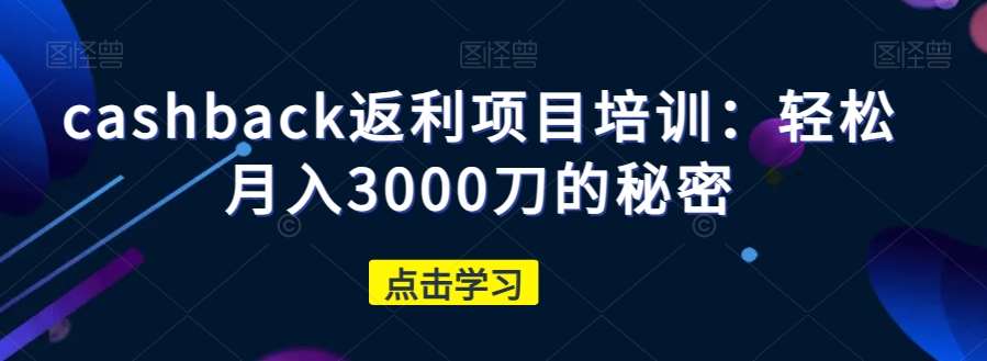 cashback返利项目培训:轻松月入3000刀的秘密网创吧-网创项目资源站-副业项目-创业项目-搞钱项目网创吧