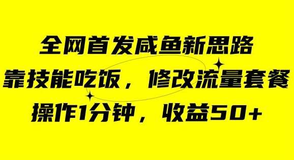 咸鱼冷门新玩法,靠“技能吃饭”,修改流量套餐,操作1分钟,收益50【揭秘】网创吧-网创项目资源站-副业项目-创业项目-搞钱项目网创吧