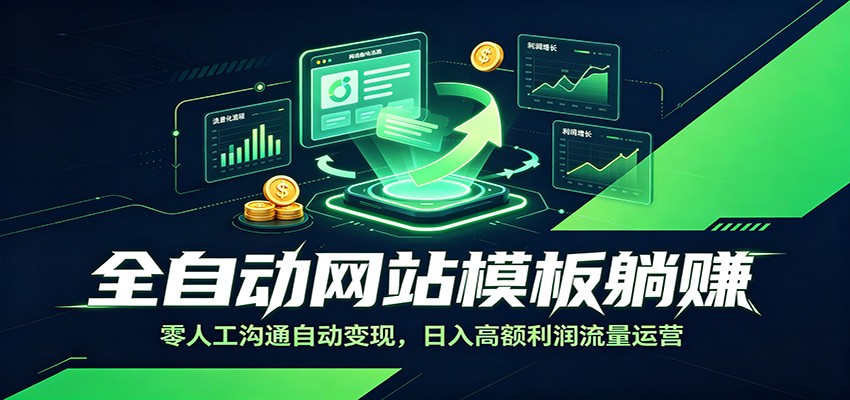 全自动网站模板躺赚：零人工沟通自动变现，日入高额利润流量运营网创吧-网创项目资源站-副业项目-创业项目-搞钱项目网创吧