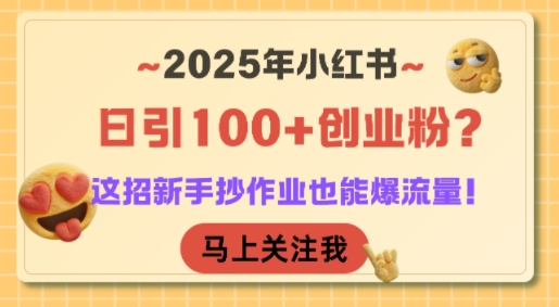 2025年小红书日引100+创业粉?这招新手抄作业也能爆流量!网创吧-网创项目资源站-副业项目-创业项目-搞钱项目网创吧