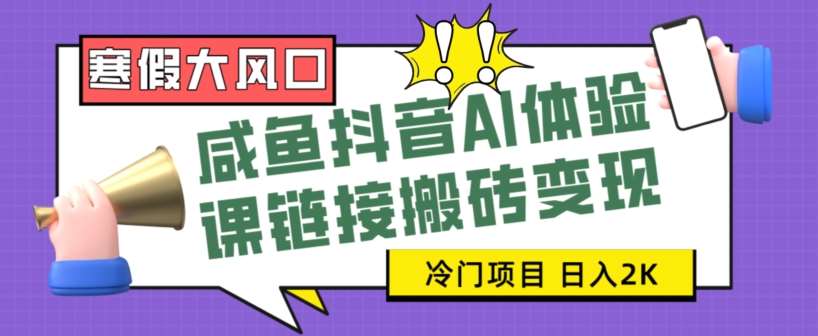 寒假大风口咸鱼抖音AI体验课链接搬砖变现，全网首发冷门项目，小白可日入2K+【揭秘】网创吧-网创项目资源站-副业项目-创业项目-搞钱项目网创吧