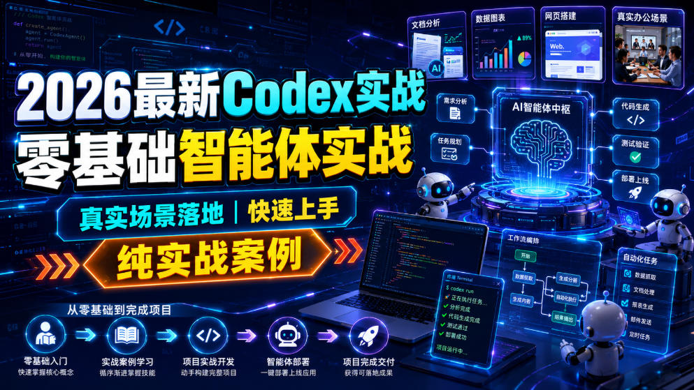 2026最新Codex实战零基础智能体实战,真实场景落地,快速上手,纯实战案例网创吧-网创项目资源站-副业项目-创业项目-搞钱项目网创吧