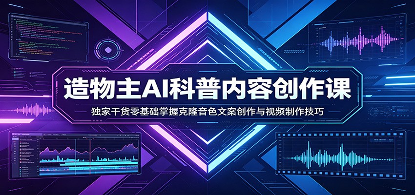 AI科普内容创作课:独家干货零基础掌握克隆音色文案创作与视频制作技巧网创吧-网创项目资源站-副业项目-创业项目-搞钱项目网创吧