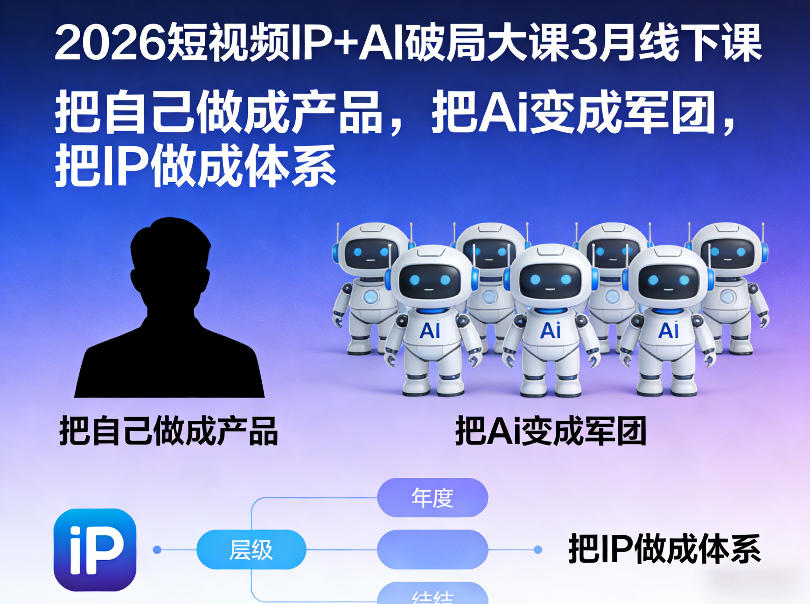 2026短视频IP+AI破局大课3月线下课,把自己做成产品,把Ai变成军团,把IP做成体系网创吧-网创项目资源站-副业项目-创业项目-搞钱项目网创吧