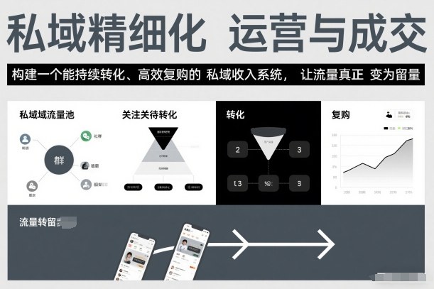 私域精细化运营与成交,构建一个能持续转化、高效复购的私域收入系统,让流量真正变为留量网创吧-网创项目资源站-副业项目-创业项目-搞钱项目网创吧