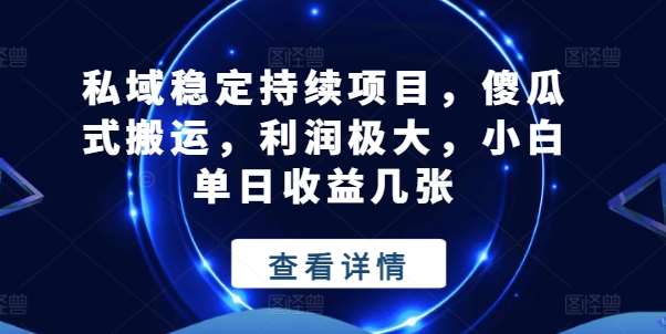 私域稳定持续项目,傻瓜式搬运,利润极大,小白单日收益几张【揭秘】网创吧-网创项目资源站-副业项目-创业项目-搞钱项目网创吧
