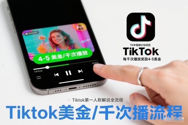 TK中视频计划项目,Tiktok第一人称解说流程,每干次播放奖励4-5美金网创吧-网创项目资源站-副业项目-创业项目-搞钱项目网创吧
