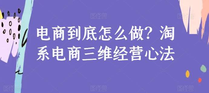 电商到底怎么做?淘系电商三维经营心法网创吧-网创项目资源站-副业项目-创业项目-搞钱项目网创吧