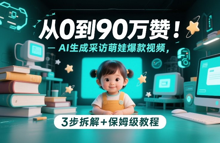 从0到90万赞:AI生成采访萌娃爆款视频,3步拆解+保姆级教程网创吧-网创项目资源站-副业项目-创业项目-搞钱项目网创吧