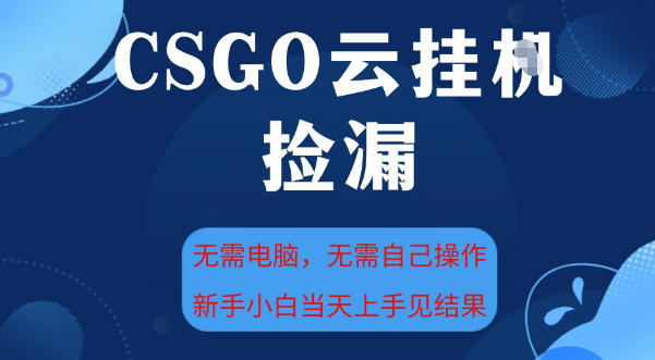 CSGO云挂G全自动捡漏，最新独家玩法，无需电脑操作，新手小白日入5张+【揭秘】网创吧-网创项目资源站-副业项目-创业项目-搞钱项目网创吧
