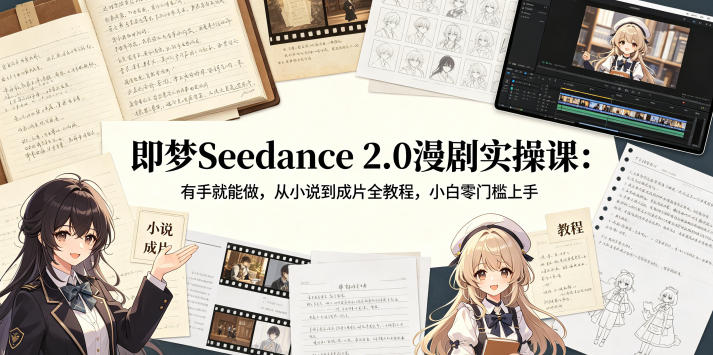 即梦Seedance 2.0漫剧实操课:有手就能做,从小说到成片全教程,小白零门槛上手网创吧-网创项目资源站-副业项目-创业项目-搞钱项目网创吧