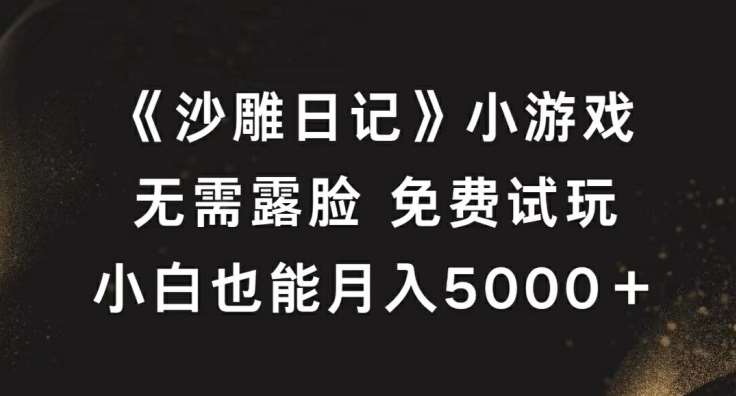 《沙雕日记》小游戏，无需露脸免费试玩，小白也能月入5000+【揭秘】网创吧-网创项目资源站-副业项目-创业项目-搞钱项目网创吧