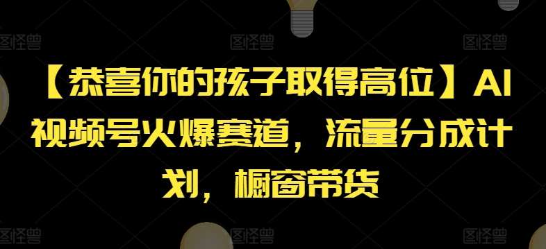 【恭喜你的孩子取得高位】AI视频号火爆赛道,流量分成计划,橱窗带货【揭秘】网创吧-网创项目资源站-副业项目-创业项目-搞钱项目网创吧