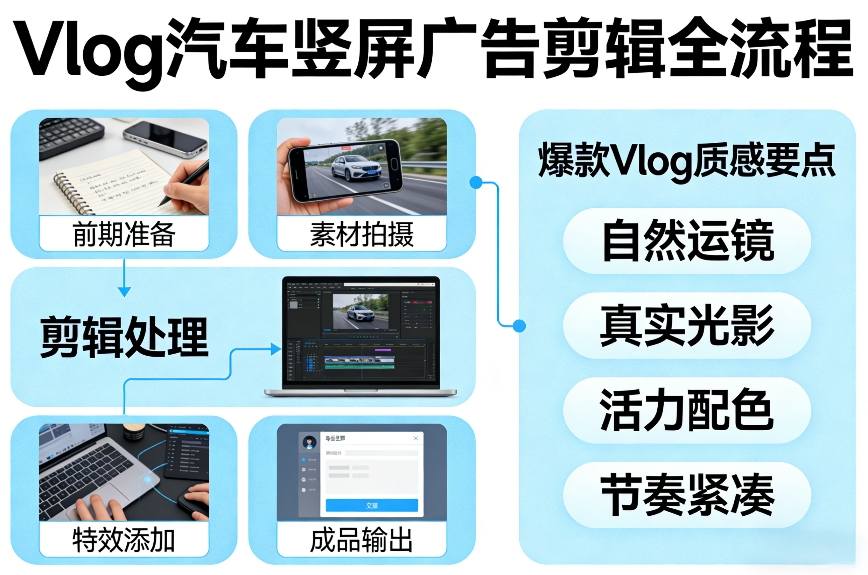 Vlog感觉汽车竖屏广告剪辑脚本全流程,拿捏爆款Vlog质感网创吧-网创项目资源站-副业项目-创业项目-搞钱项目网创吧