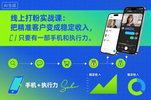 线上打粉实战课:把精准客户变成稳定收入,只要有一部手机和执行力网创吧-网创项目资源站-副业项目-创业项目-搞钱项目网创吧
