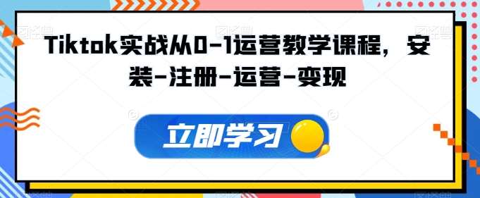 Tiktok实战从0-1运营教学课程，安装-注册-运营-变现网创吧-网创项目资源站-副业项目-创业项目-搞钱项目网创吧