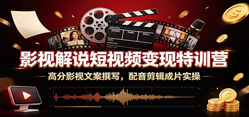 影视解说短视频变现特训营：高分影视文案撰写，配音剪辑成片实操网创吧-网创项目资源站-副业项目-创业项目-搞钱项目网创吧